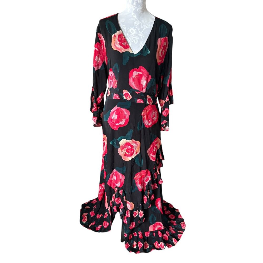 Floral Maxi Dress - Black and Red